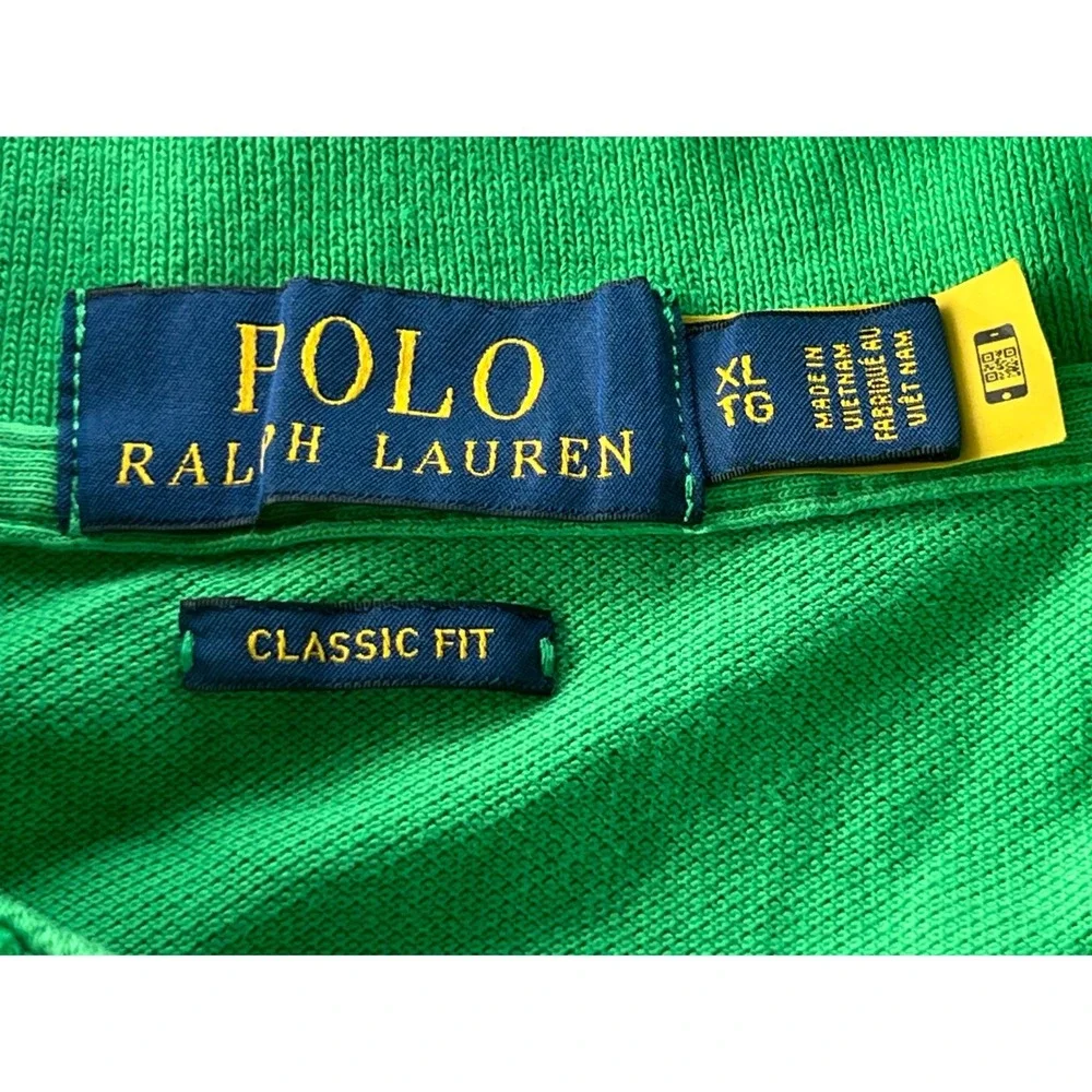 Polo Ralph Lauren Mens Classic Fit Pique Polo Shirt Green Red Pony XL